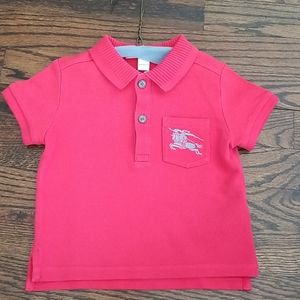 Burberry boys red polo shirt 12 months